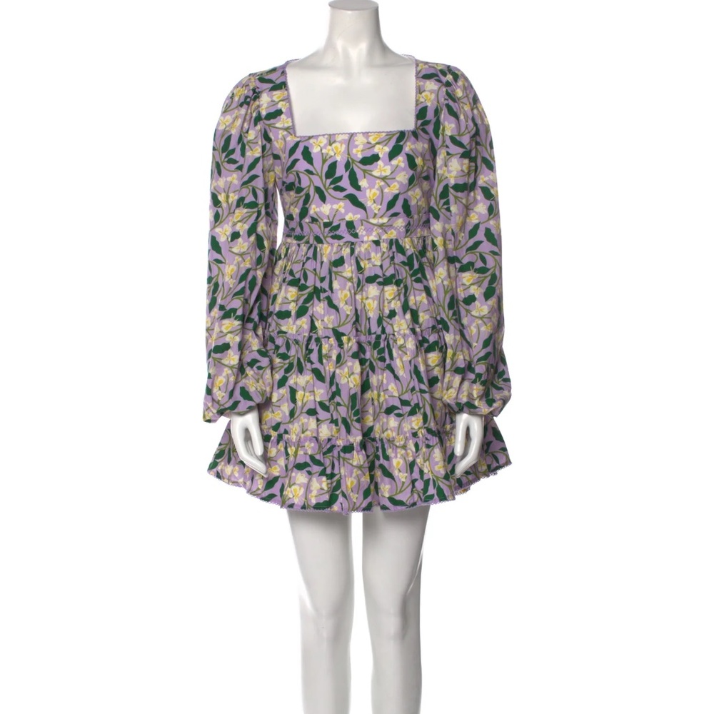 AGUA by AGUA BENDITA Purple Floral Print Mini Dress - Size Small